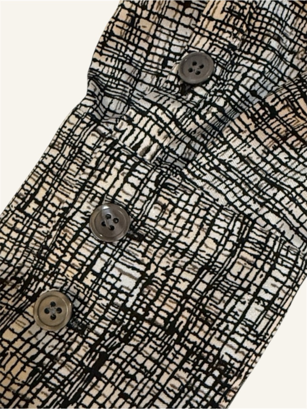 Banana Republic Satin Gray & Black Long Sleeve Geo Print Mini-Shirt Dress Size L - Picture 7 of 11
